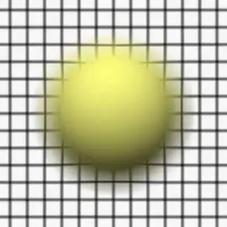 Render 4: Sphere in front of a grid plane, focus behind both grid and sphere