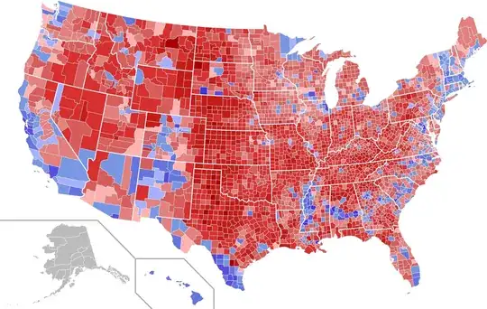 2016 U.S. Presidential election results by county