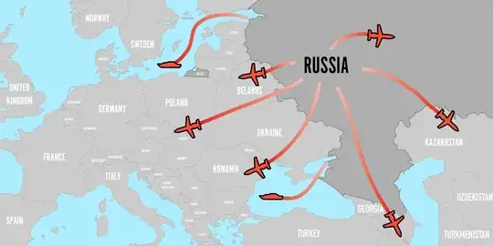 Tracks of oligarchs' planes.