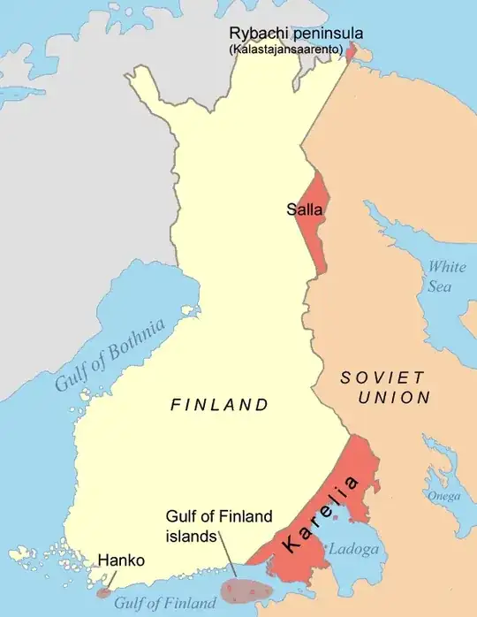 Finnish areas conceded in Winter War