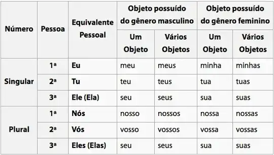 pronomes possessivos