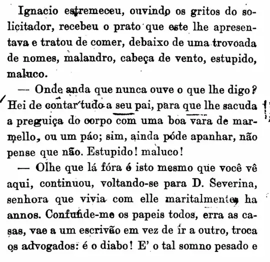 Scan of text showing space around punctuation in older Portuguese printed texts