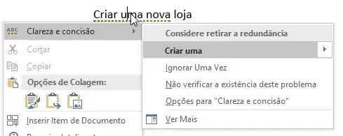Word mostra que é redundante