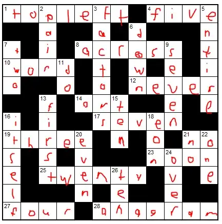 Fully filled crossword