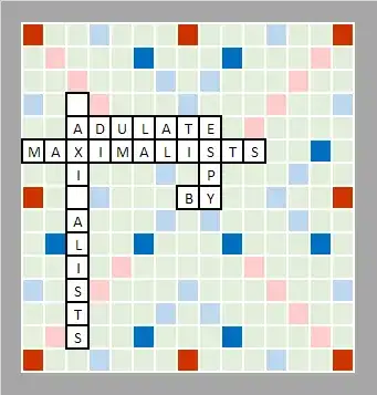 Final scrabble grid with two MAXIMALISTS