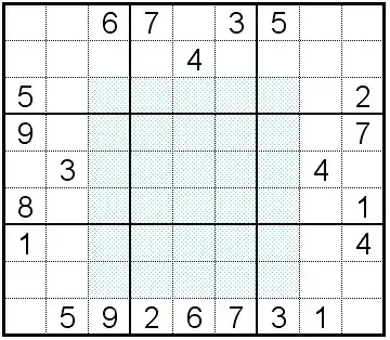 Sudoku with 30 cell (5 x 6) empty rectangle