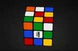 Harlequin pattern on a rotating Rubik's Cube
