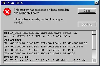 Error message - Register dump