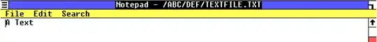 Notepad having opened the file using forward slashes and showing the path including forward slashes in its title bar