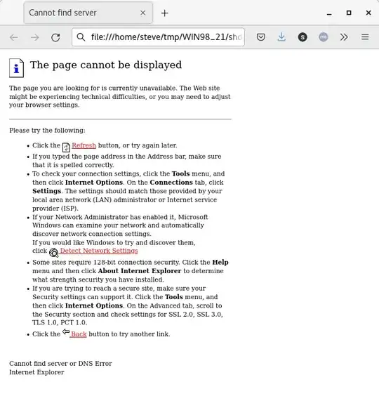 Firefox showing Internet Explorer 5’s DNS error page