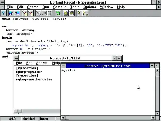 Test program run in Windows 3.10