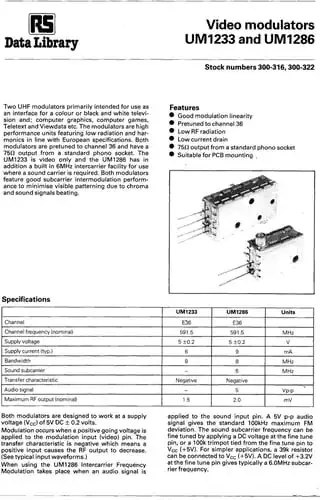 Astec UM1233 and UM1286 data sheet #1 Astec UM1233 and UM1286 data sheet #1