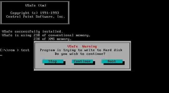 VSafe Warning: Program is trying to write to Hard disk. Do you wish to continue?
