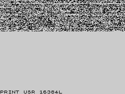 Gray display with black garbage in the top third