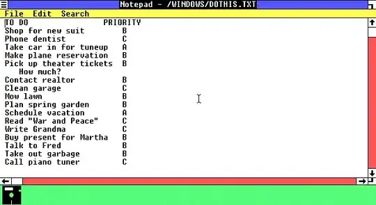 Screenshot of notepad opening a file with forward-slashed path in Windows 1.0