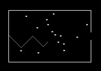 One Line clone "2D Star Dodge" on the Amstrad CPC