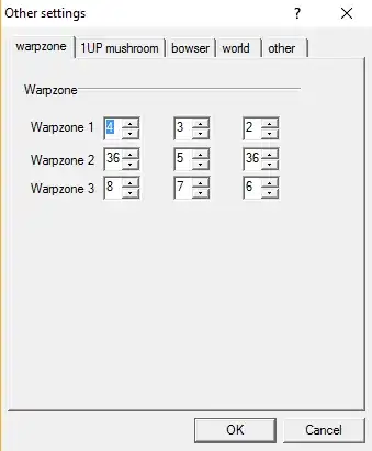 SMB Utility with an unedited copy of the Super Mario Bros ROM open to the 'Other Settings' screen showing the warp zone locations