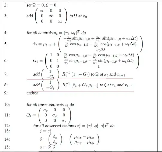 Table 2. Calculation of  and ξ in GraphSLAM