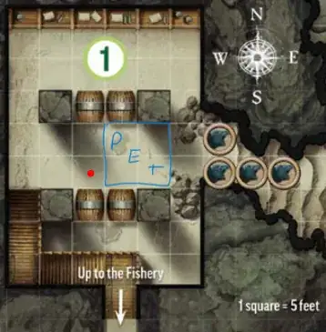 modified map from the original post, illustrating pet positioning in front of the PC.