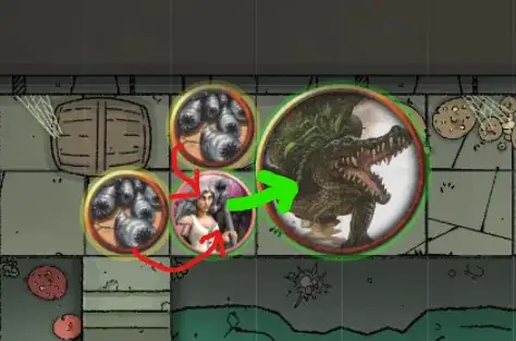 Depiction of rot grub battle