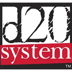 The d20 System logo, a “square graphic indicia with the words ‘d20 System’ that appears on the covers of all Wizards of the Coast d20-compatible roleplaying game products”