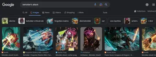 Images from Google search that show beholders shooting visible rays