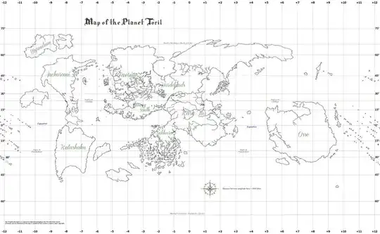 map of Toril with timezones