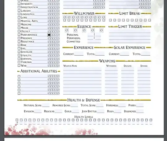 Screen shot of character sheet PDF matching the photo in the question