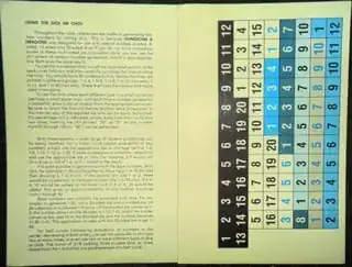 Cardboard fold showing rules on left, chits on right