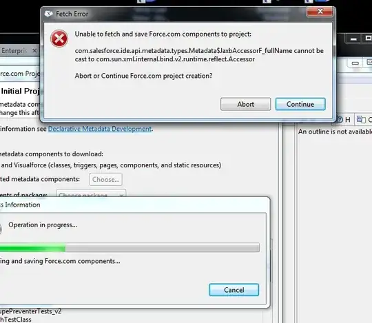 Screenshot of failure