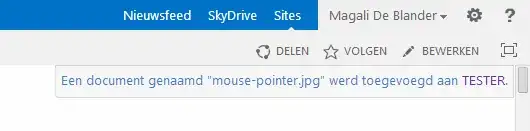 Notification (in Dutch) of a new item that was added, as well as a link to the page that holds a web part of that item