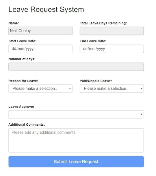 This is how the form will look