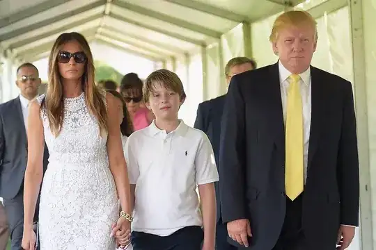 2016 version of same photograph, sans the "I'm with stupid" logo on the polo shirt