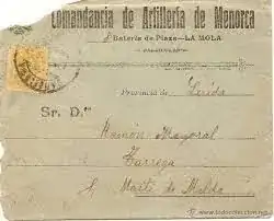 Letter to Comandancia de Artillería de Menorca