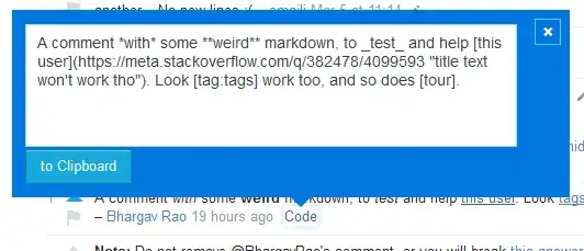 screenshot of comment markdown display