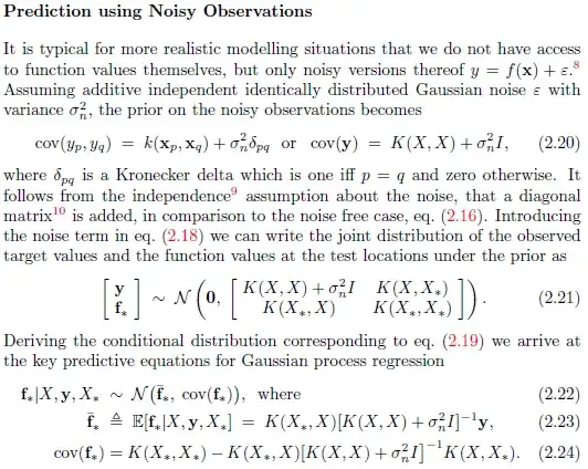 Formulation of GP regression with noisy observations, Rasmussen & Williams