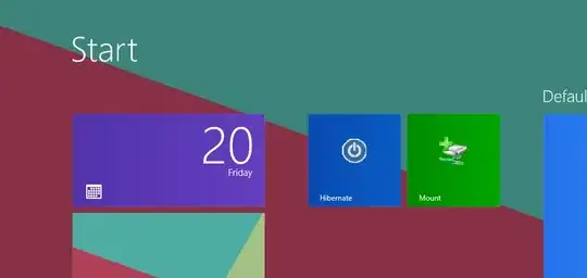Start menu showing hibernate mount/unmount icons.