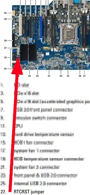 RTCRST jumper location on motherboard