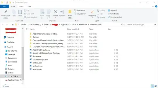 Picture of the WindowsApps folder