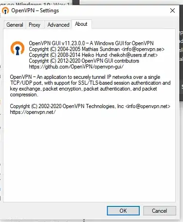 OpenVPN About Box Tab