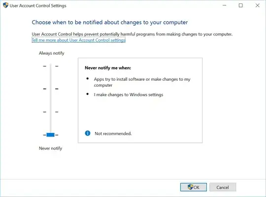 User Account Control Settings