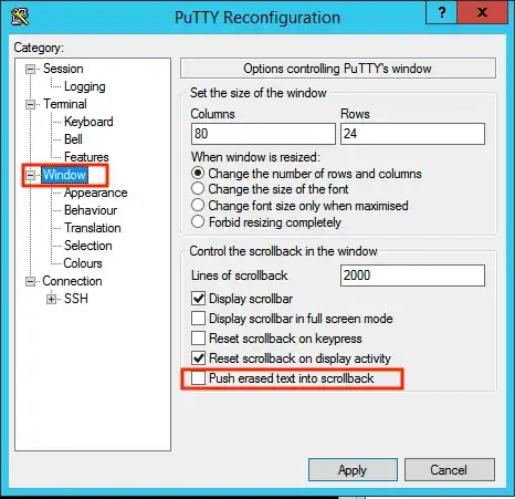 Putty Settings image