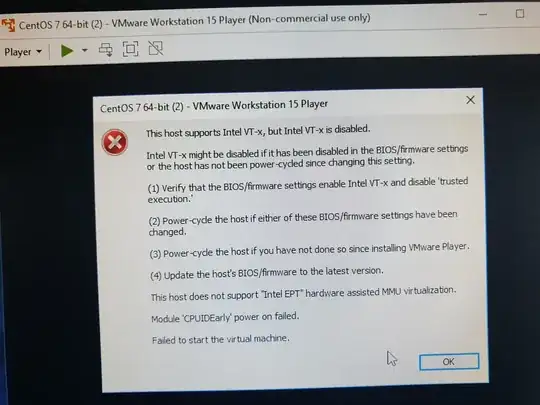 when trying to run centos on workstation