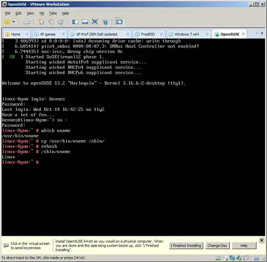 VMware with OpenSuse and actual commands used