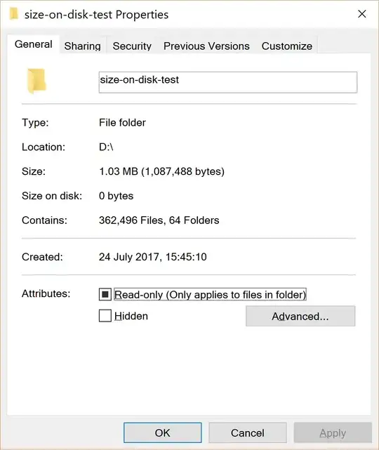 size on disk properties