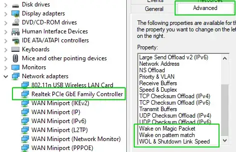 Screenshot network adapters