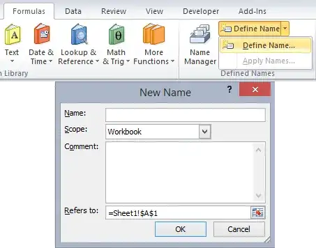Open Define Name dialog box