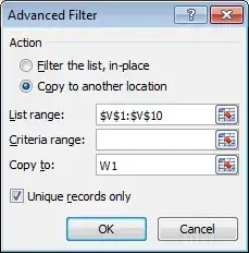 “Advanced Filter” dialog box