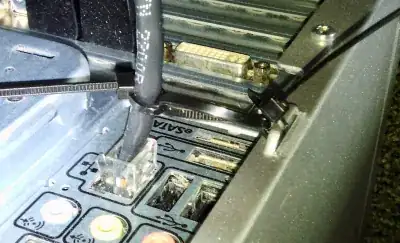 zip ties holding ethernet cable in place