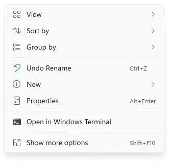Windows 11 right-click context menu example